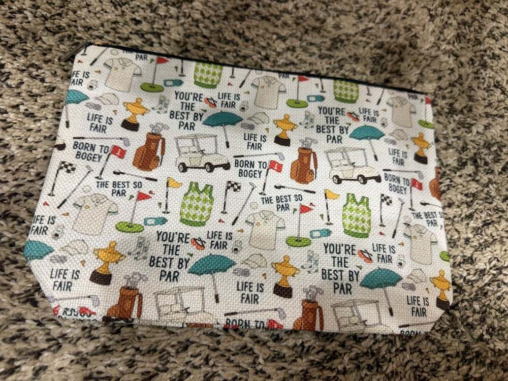 Unbranded Golf Themed Canvas Makeup Bag Zipper Pouch